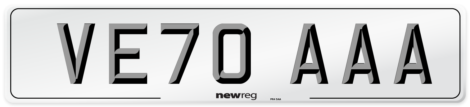 VE70 AAA Number Plate from New Reg